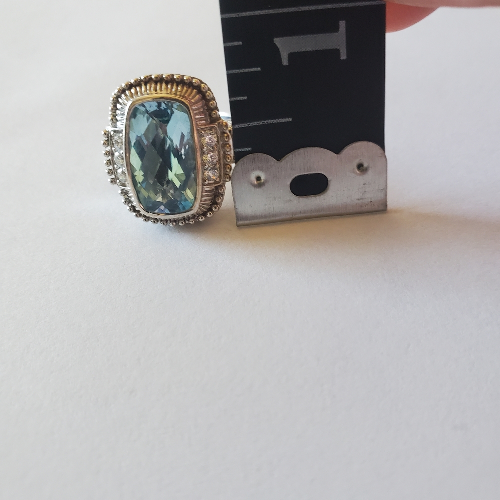 Judith Ripka Blue Topaz & Diamonique Ring, Size 6 - Picture 6 of 8